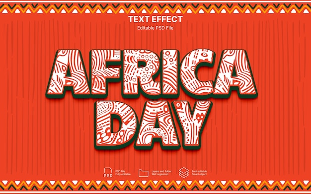 PSD feliz dia de áfrica efeito de texto