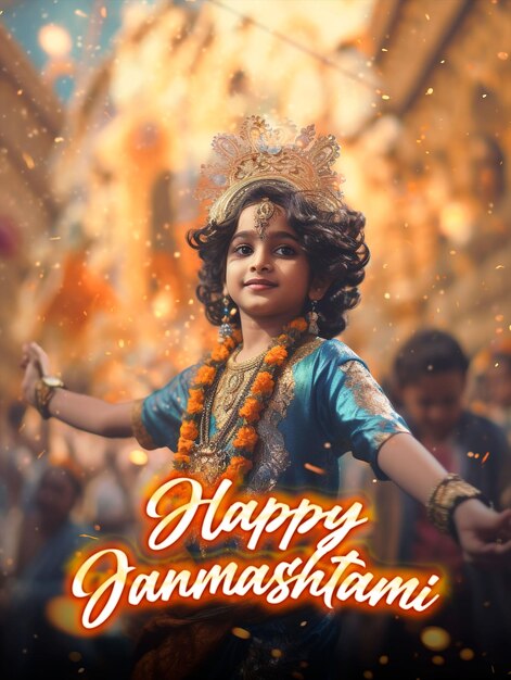 PSD feliz dia de janmashtami design de cartaz de mídia social