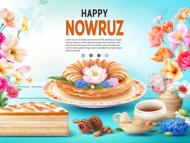 Feliz dia de nowruz ou ano novo iraniano padrão de fundo de bandeira