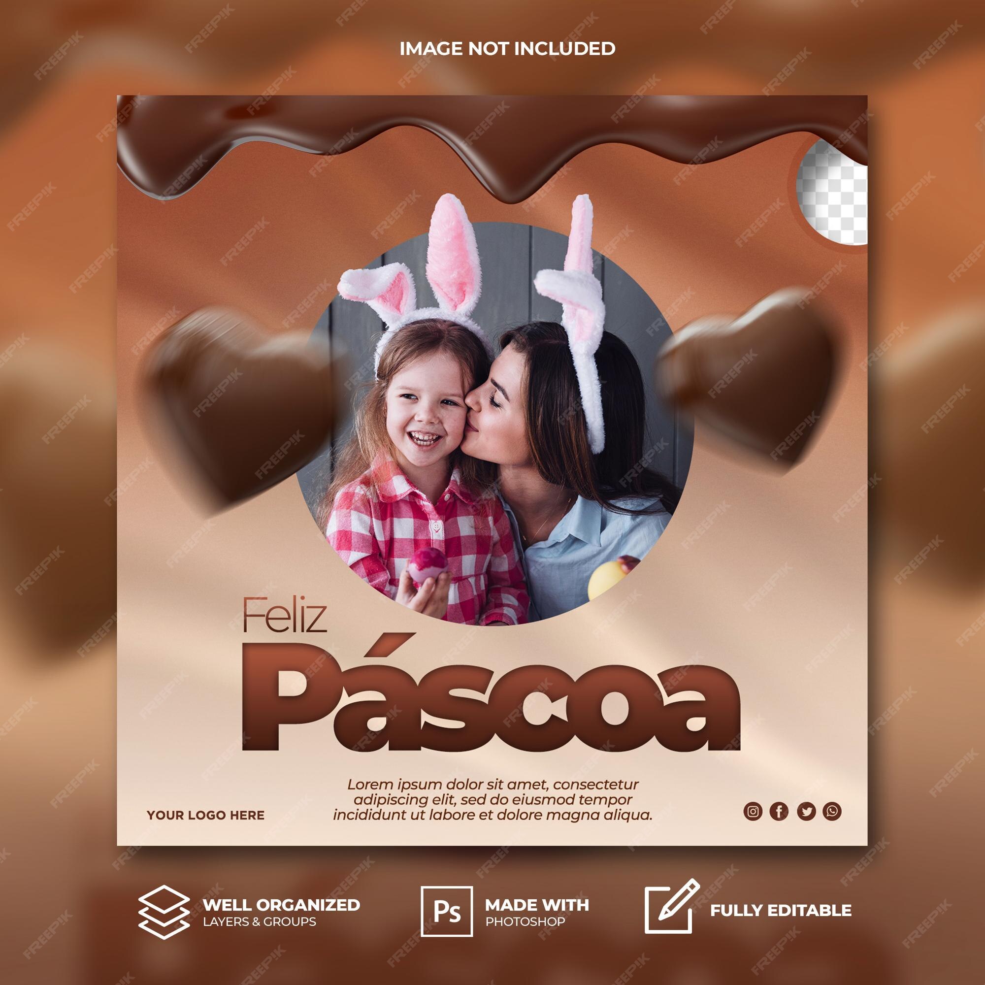 Feliz dia de páscoa post de mídia social para campanhas feliz pascoa no