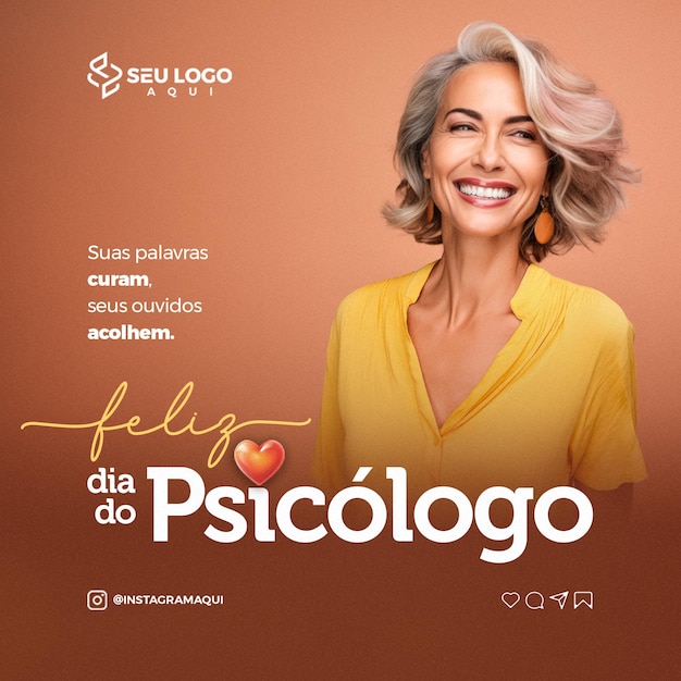 PSD feliz dia do psicologo suas palavras curam seus ouvidos acolhem social media psd editavel