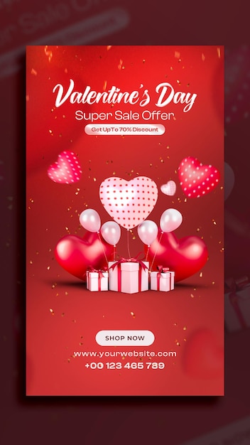 Feliz Dia dos Namorados Super Oferta de Venda Template de Design de História do Instagram