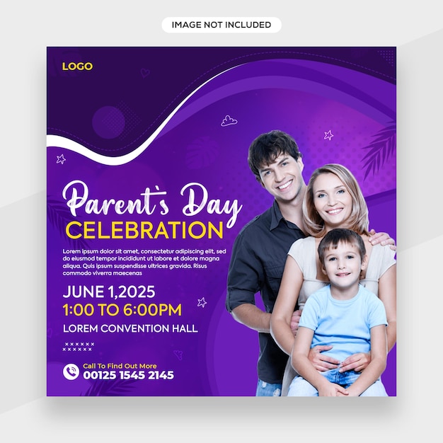 Feliz dia dos pais banner do Instagram ou postagem de mídia social ou modelo de capa do facebook
