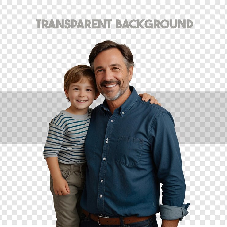 PSD feliz dia dos pais com o pai e as silhuetas das crianças em fundo branco