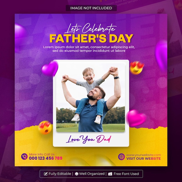 Feliz dia dos pais modelo de postagem de mídia social