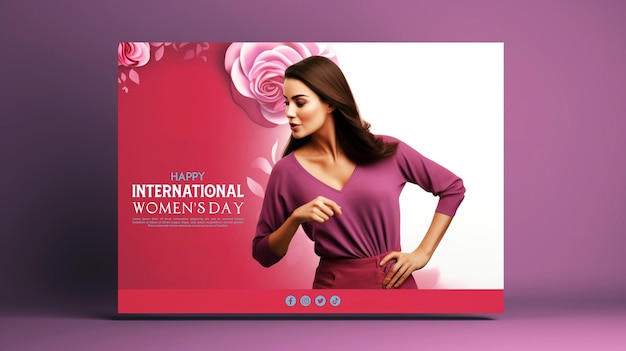 Feliz día internacional de la mujer folleto y plantilla de publicación en las redes sociales tarjeta de felicitación de fondo