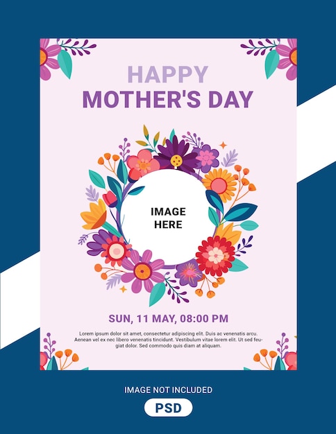 feliz día de la madre celebración plantilla floral