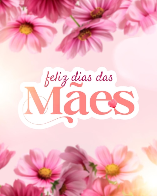 Feliz día de la madre con flores rosas