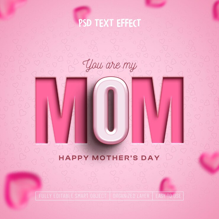 PSD feliz día de la madre plantilla de diseño de publicaciones en redes sociales con efecto de texto editable