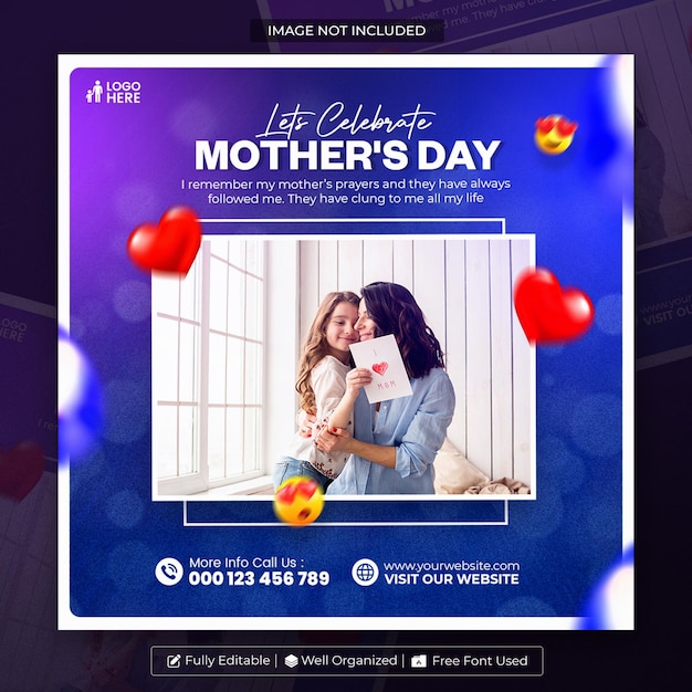 PSD feliz día de la madre plantilla de publicación en las redes sociales