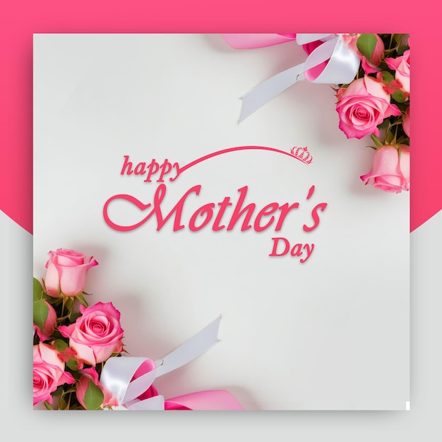 Feliz día de las madres en las redes sociales, plantilla de publicación de Instagram y texto decorativo elegante para el día de la madre.