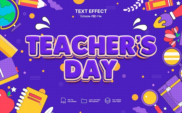Feliz día del maestro efecto de texto