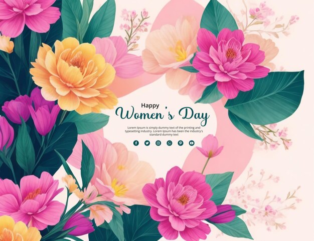 Feliz día de la mujer deseos banner para las redes sociales