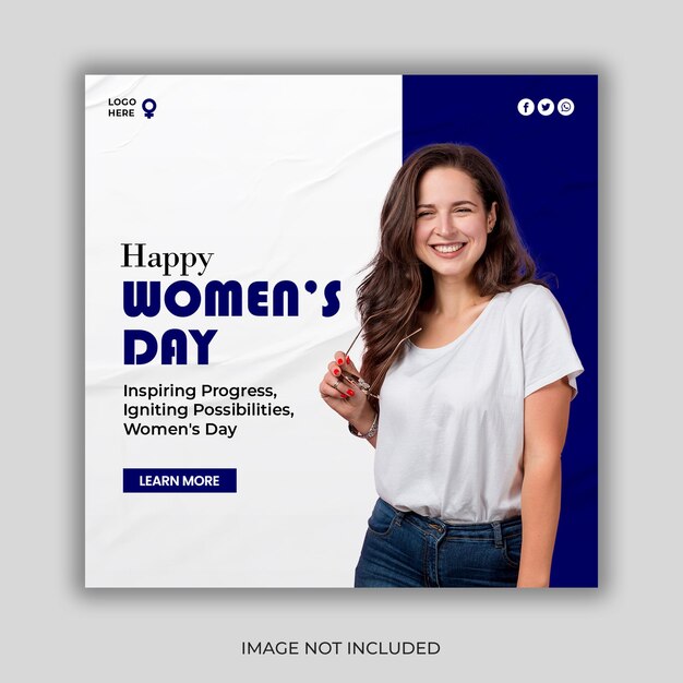 Feliz día de la mujer diseño de publicaciones en las redes sociales o plantilla de banner de instagram