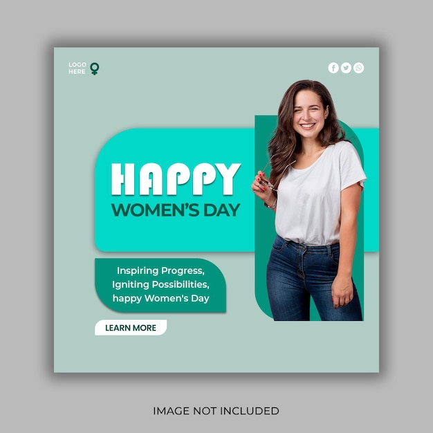 Feliz día de la mujer diseño de publicaciones en las redes sociales o plantilla de banner de instagram