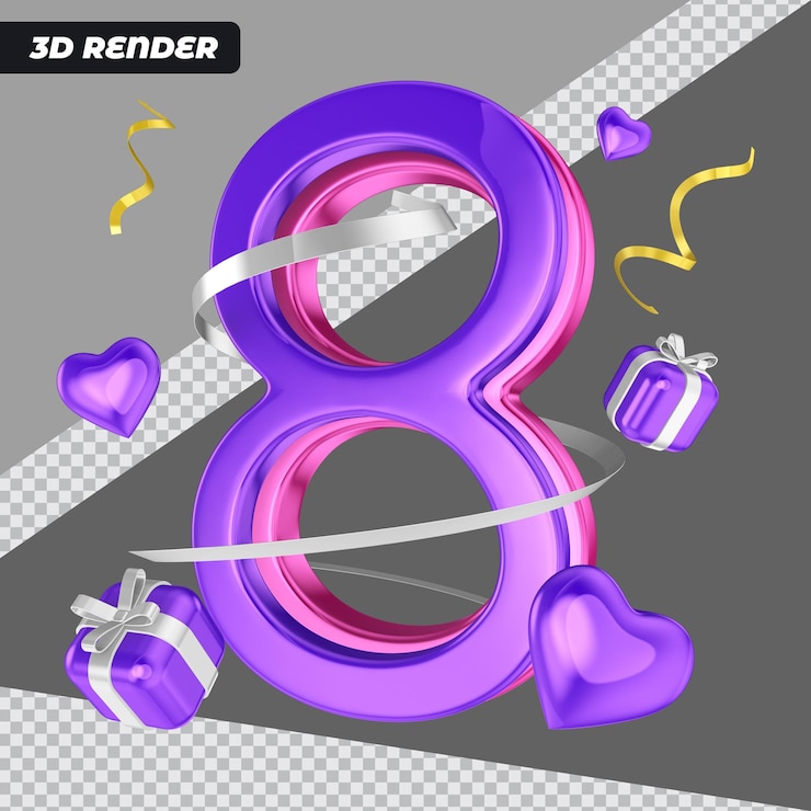 PSD feliz dia de la mujer con regalo 3d