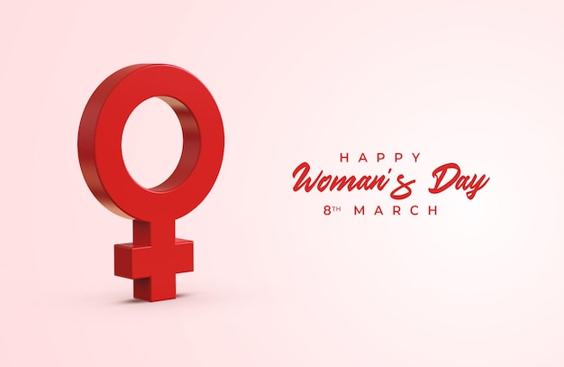 Feliz día de la mujer con símbolo femenino de género 3d