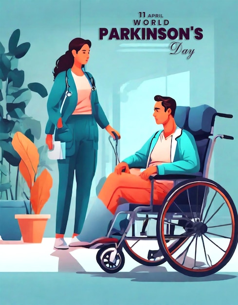 PSD feliz dia mundial da doença de parkinson desenho plano ilustração de estilo vetorial do conceito de doença design