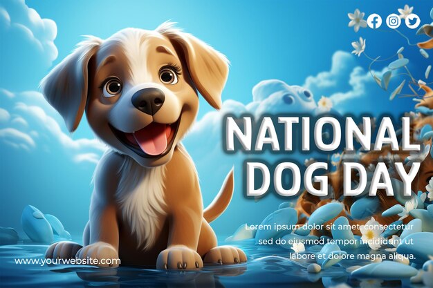 PSD feliz día nacional del perro póster