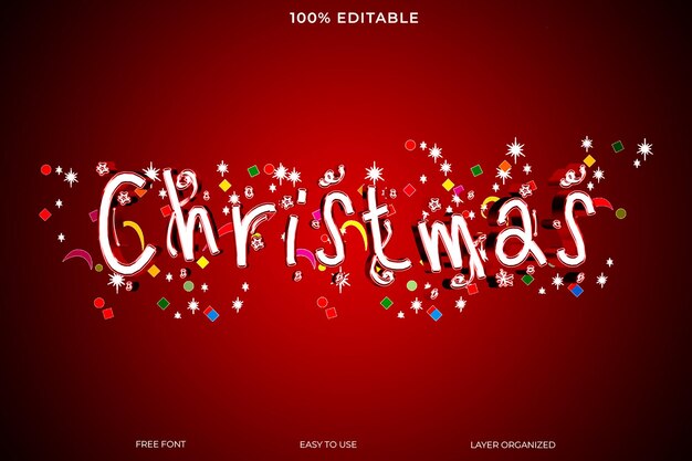 Feliz día de Navidad Estilo de efecto de texto