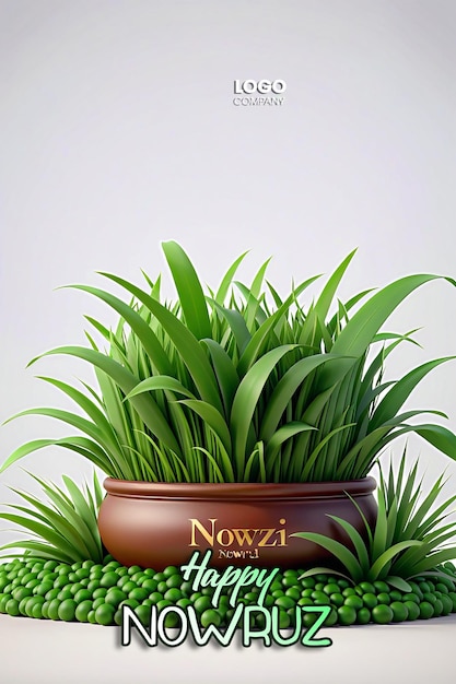 Feliz día de Nowruz o ilustración del Año Nuevo iraní con hierba Semeni