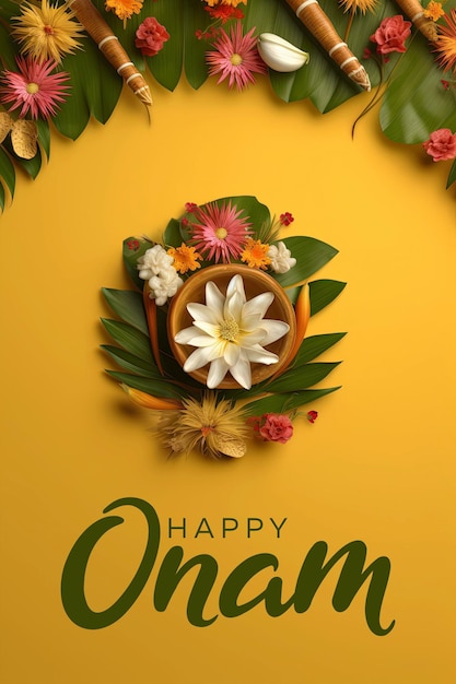 PSD feliz día de onam saludo diseño