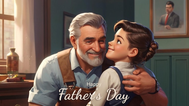 PSD feliz día del padre deseos banner diseño psd con los padres y los niños amor