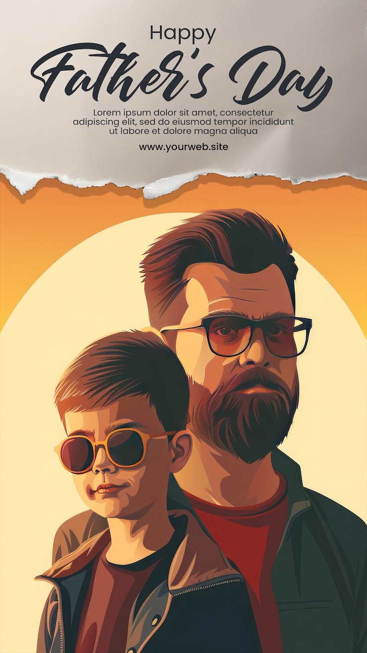 PSD feliz día del padre plantilla de publicación en las redes sociales con fondo de ilustración del padre