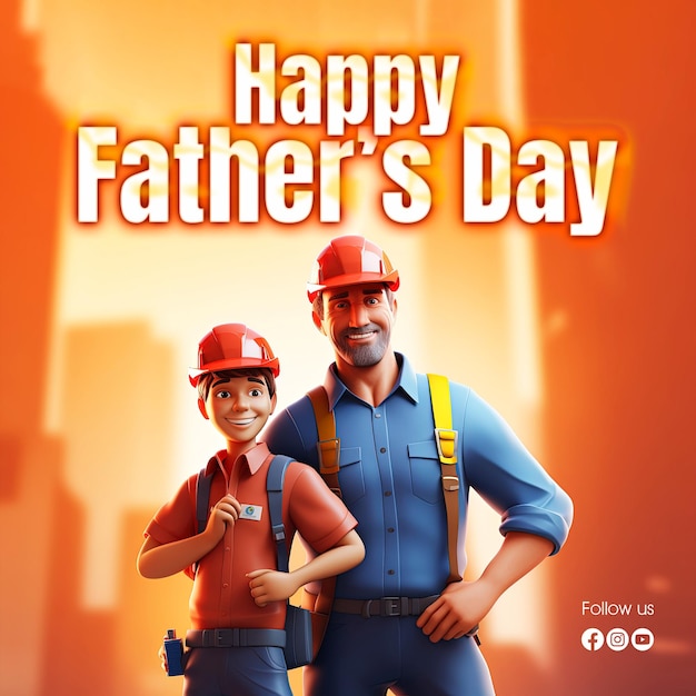 Feliz día del padre en las redes sociales diseño de cartel con fondo de padre e hijo