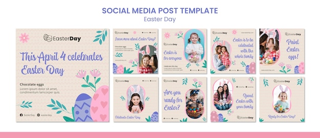 PSD feliz dia de pascua en instagram posts