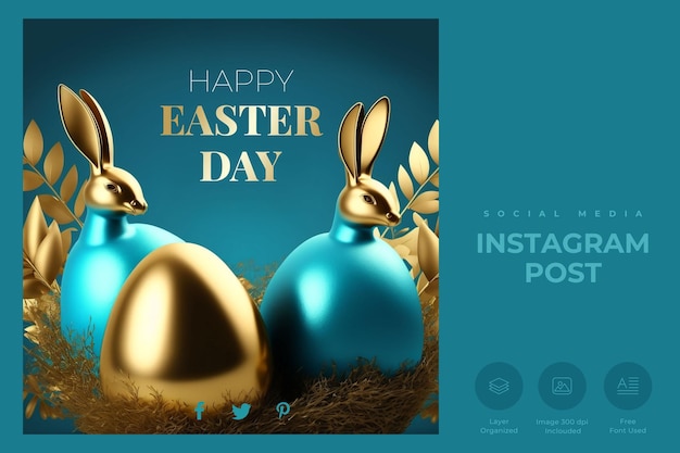 Feliz día de pascua publicación de instagram