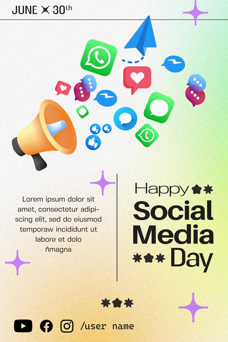PSD feliz día de las redes sociales