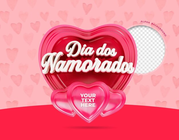 PSD feliz día de san valentín 3d en brasil