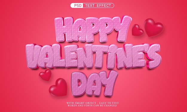 Feliz día de San Valentín Efecto de texto
