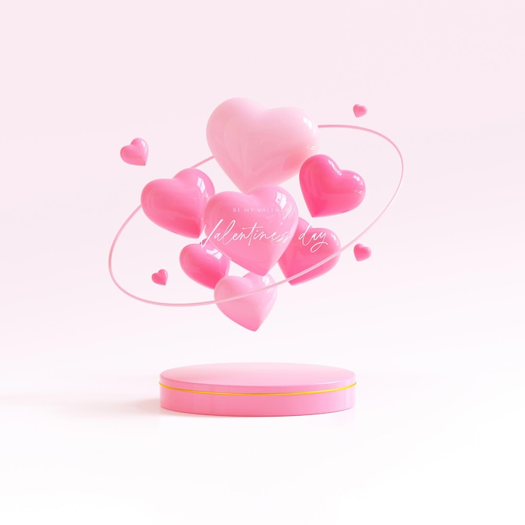 PSD feliz día de san valentín fondo rosa con corazones realistas
