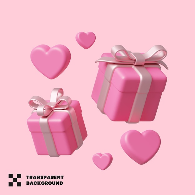 Feliz día de San Valentín Ilustración romántica en 3D Render