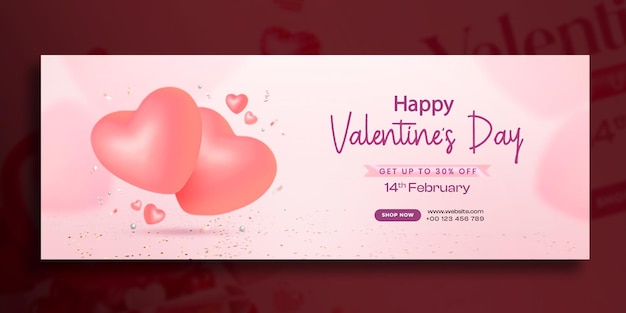 Feliz día de San Valentín plantilla de diseño de portada de Facebook