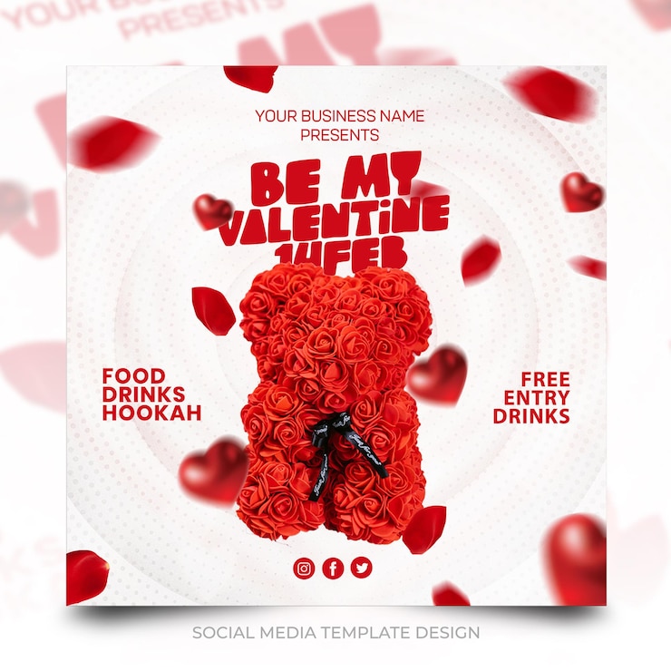 PSD feliz día de san valentín plantilla de publicación de instagram o redes sociales