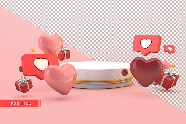 Feliz día de san valentín con podio vacío 3d