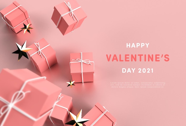 PSD feliz día de san valentín en renderizado 3d