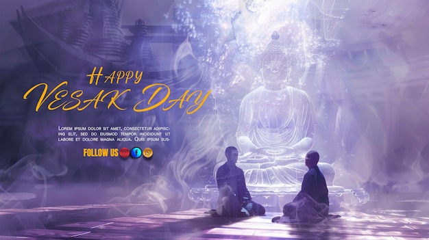 PSD feliz día de vesak celebración de vesak