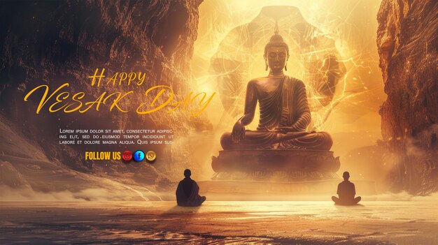 PSD feliz día de vesak celebración de vesak