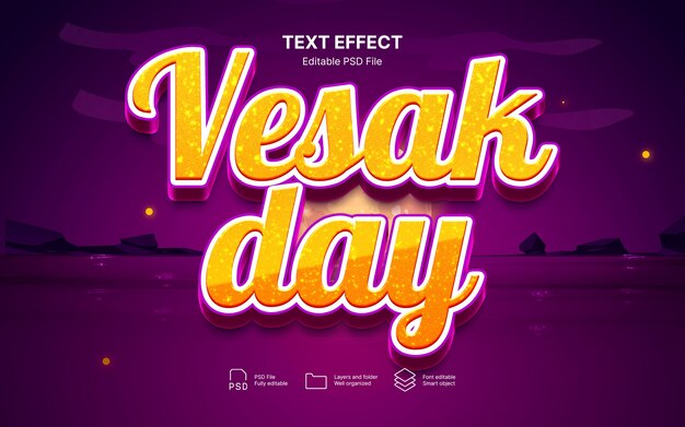 Feliz día de vesak efecto de texto
