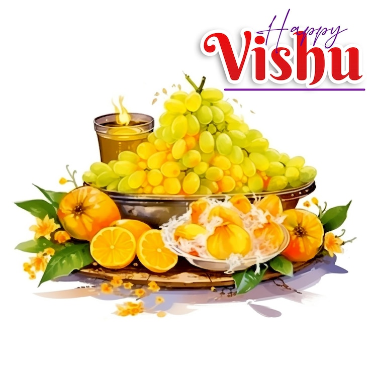 PSD feliz día de vishu festival indio diseño de póster de redes sociales