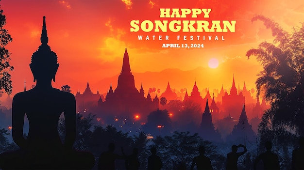 PSD feliz diseño de la pancarta del festival de songkran