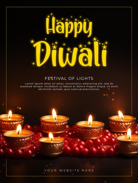 Feliz diwali festivais indianos de luz banner de cartaz e modelo de mídia social