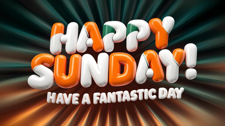 PSD feliz domingo efecto de texto en efecto 3d