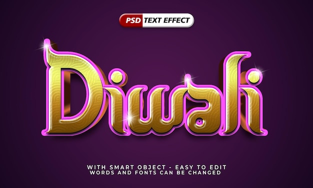 feliz efecto de texto Diwali estilo 3d