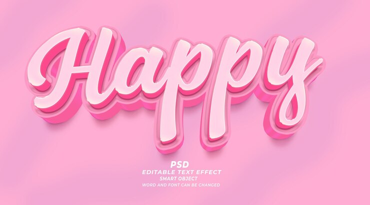 PSD feliz efecto de texto editable en 3d estilo photoshop