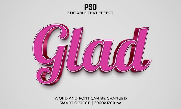 Feliz efecto de texto editable 3d psd premium con fondo